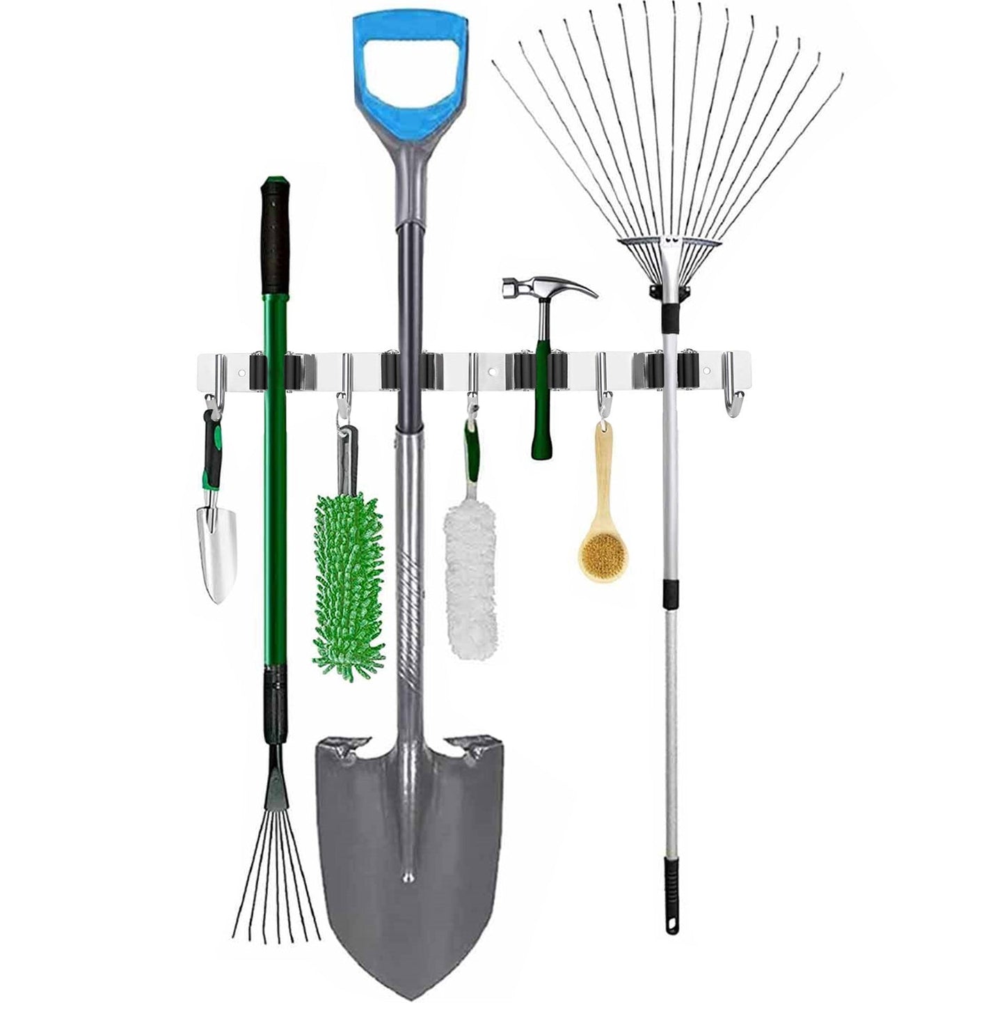 RVS Zwarte Bezemhouder 50cm – 4 houders 5 haken