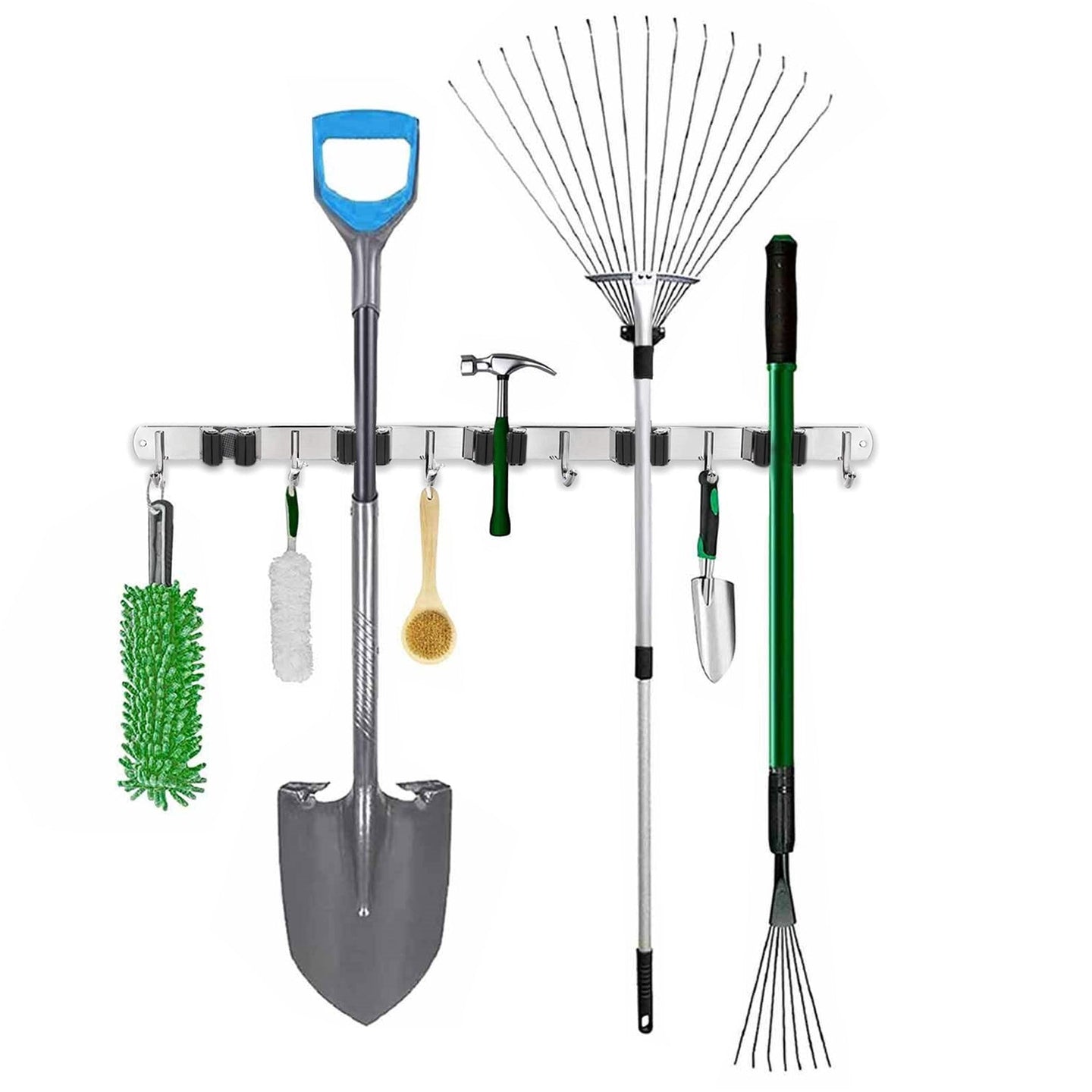 RVS zwarte bezemhouder 60cm – 5 houders 6 haken