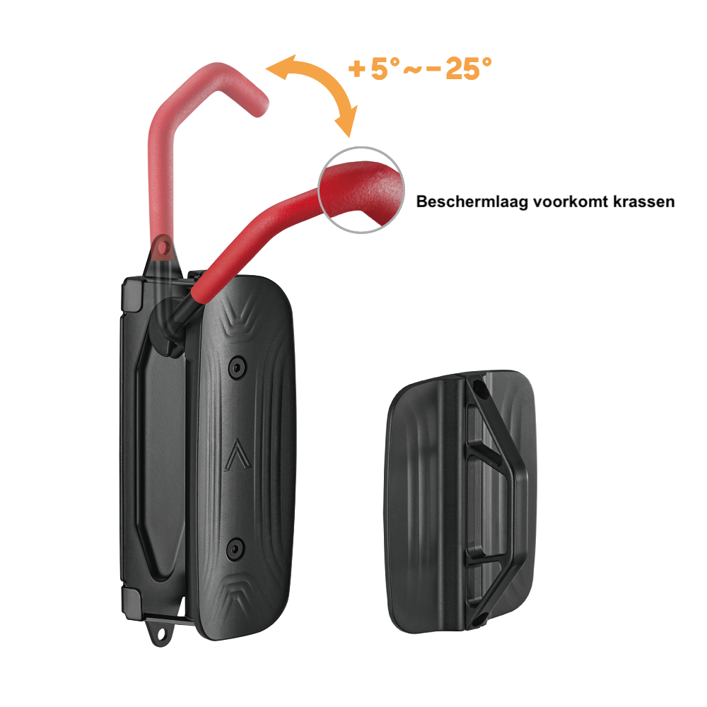 Rood draaibaar fiets ophangsysteem