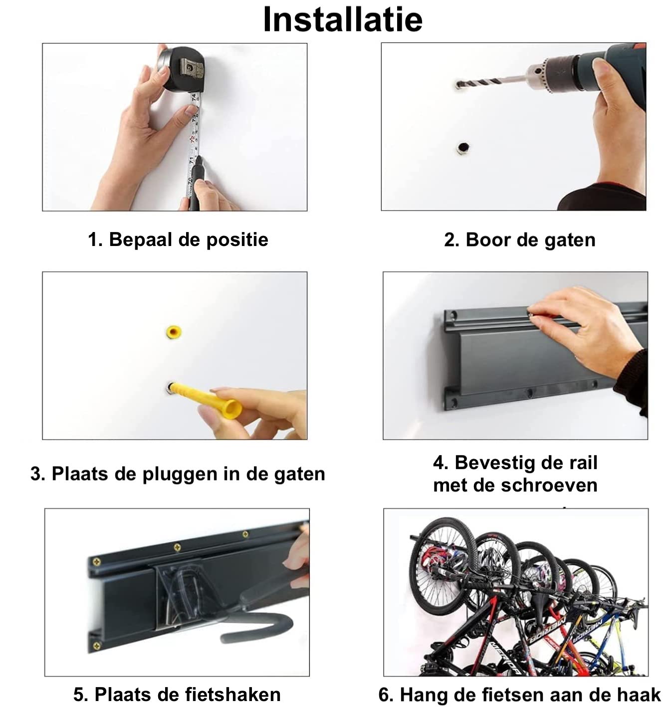 Fiets ophangsysteem voor 5 fietsen - niet voor mountainbikes